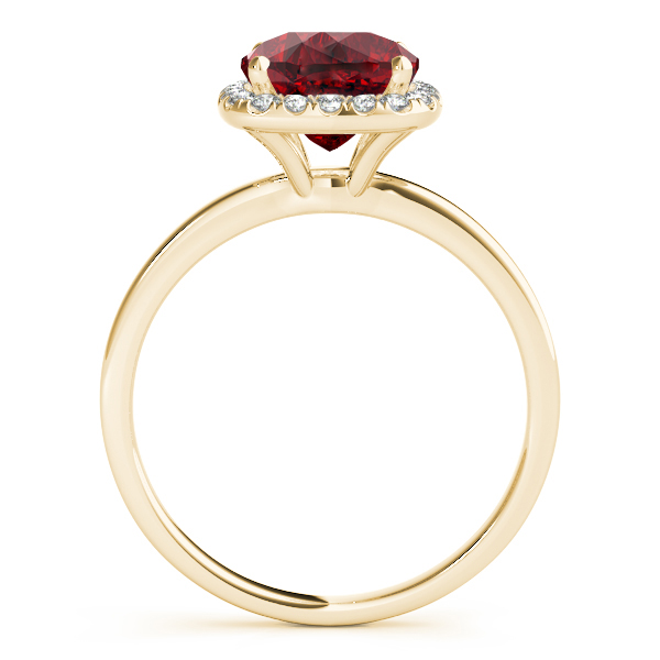 Cushion Ruby & Diamond Halo Bridal Set 18k Yellow Gold (1.14ct)