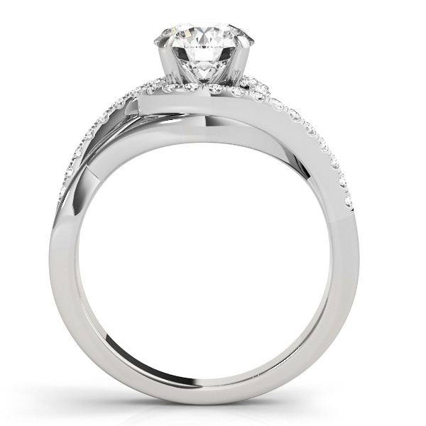 Diamond Halo Twisted Engagement Ring Setting 14k White Gold 0.25ct