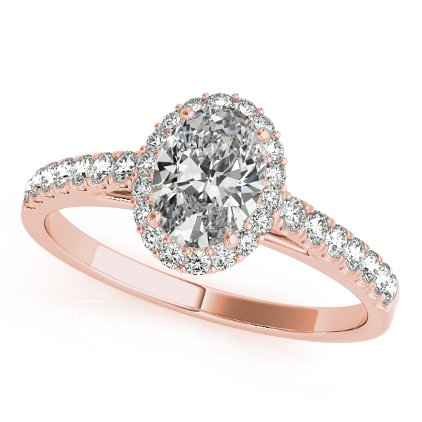 Diamond Accented Halo Oval Shaped Bridal Set 18k Rose Gold (1.11ct)