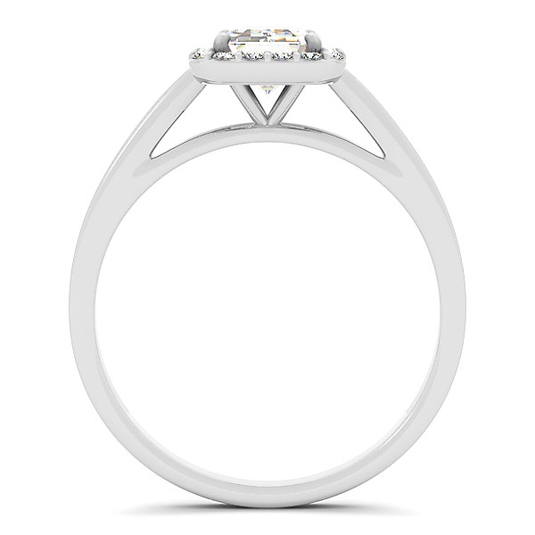 Emerald Cut Diamond Halo Engagement Ring in 14k White Gold (1.17ct)