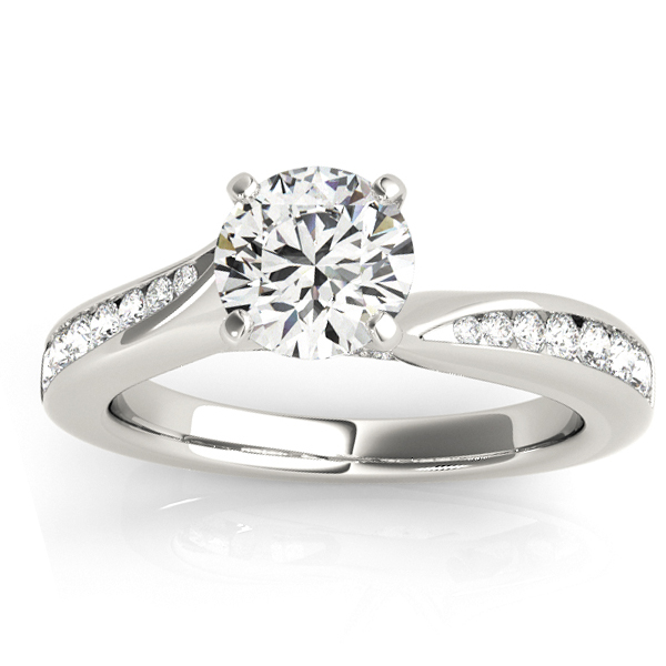 Graduated Diamond Swirl Engagement Ring 14k White Gold (0.28ct)