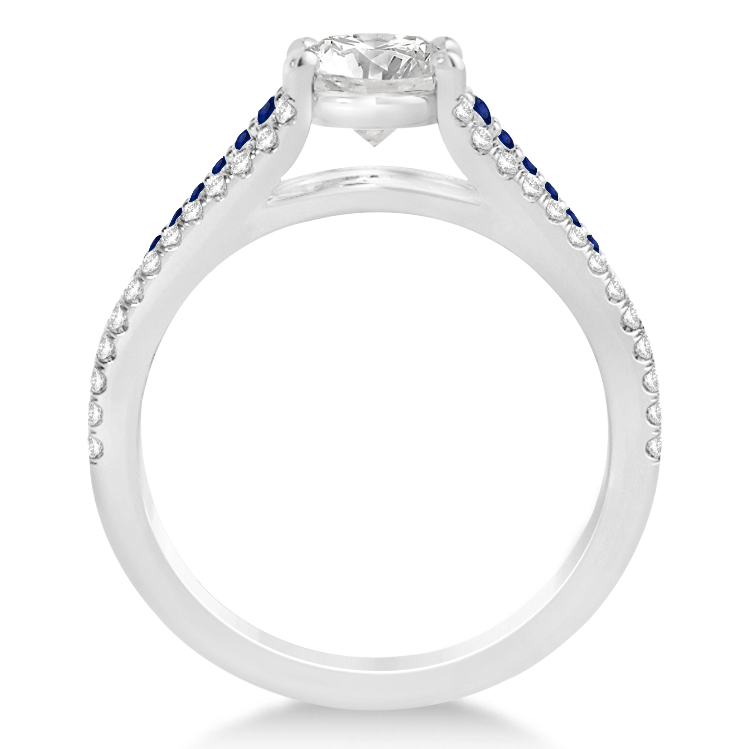 Blue Sapphire & Diamond Engagement Ring 14k White Gold (1.33ct)
