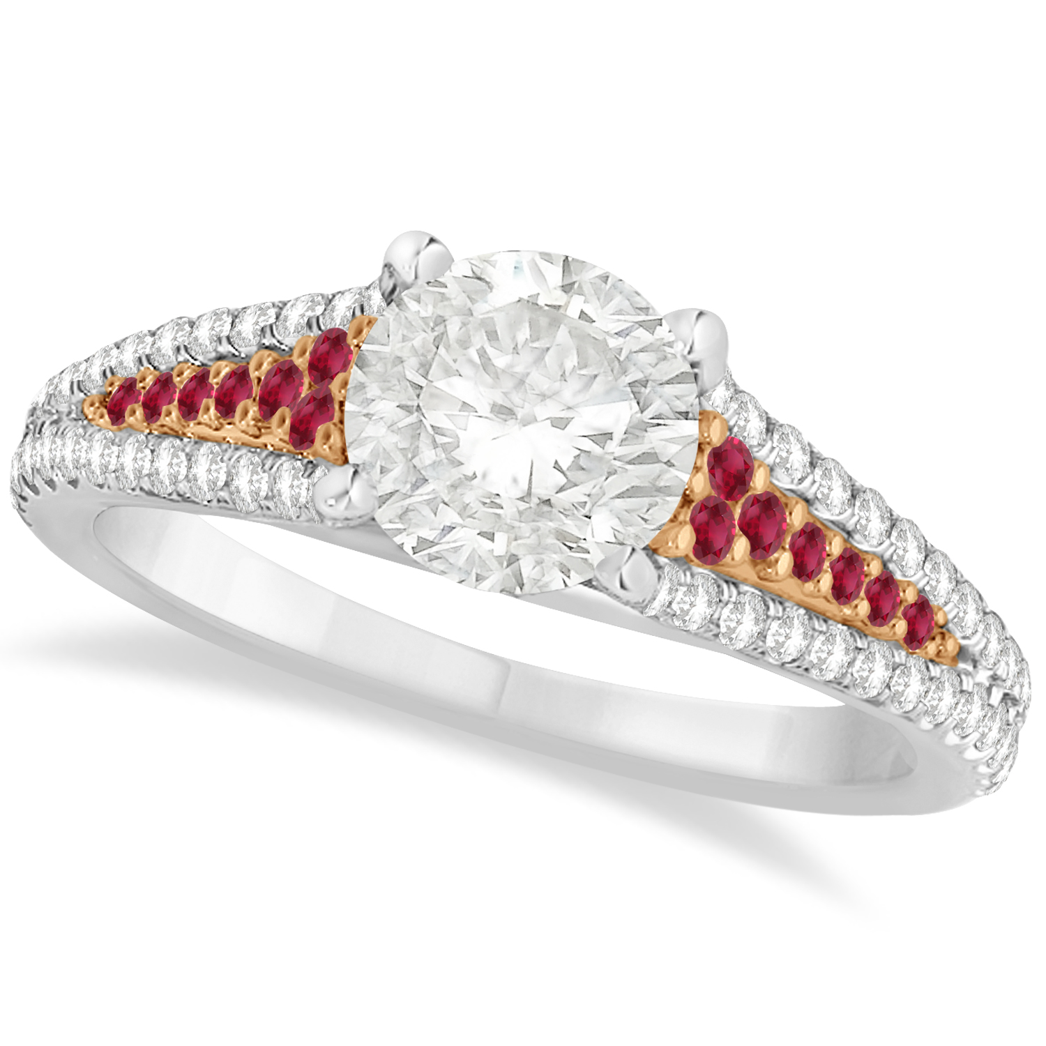Ruby and Diamond Bridal Set 14k Two Tone Rose Gold (1.47ct)