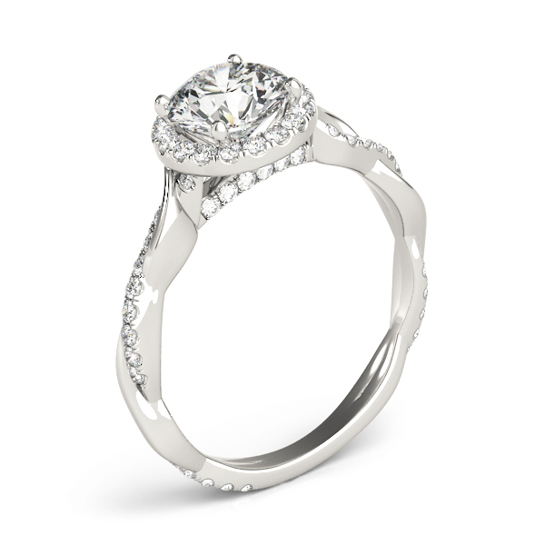 Diamond Twisted Halo Engagement Ring 14k White Gold (1.32ct)