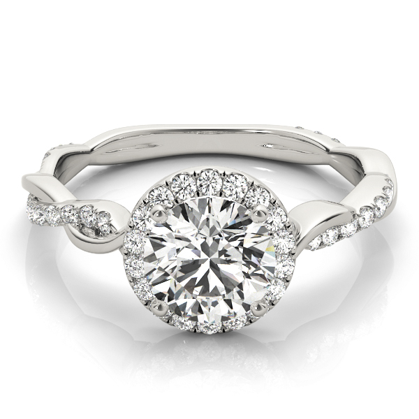 Diamond Twisted Halo Engagement Ring 14k White Gold (1.32ct)