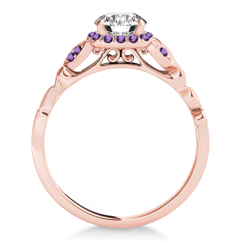 Amethyst Butterfly Halo Bridal Set 14k Rose Gold (0.14ct)