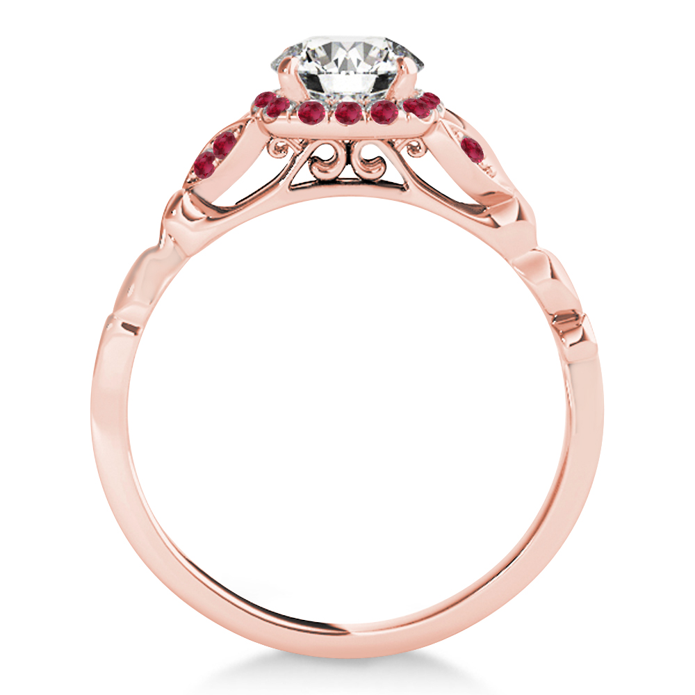 Ruby Accented Butterfly Halo Bridal Set 18k Rose Gold (0.14ct)