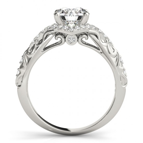 Diamond Antique Style Swirl Bridal Set 14k White Gold (1.25ct)