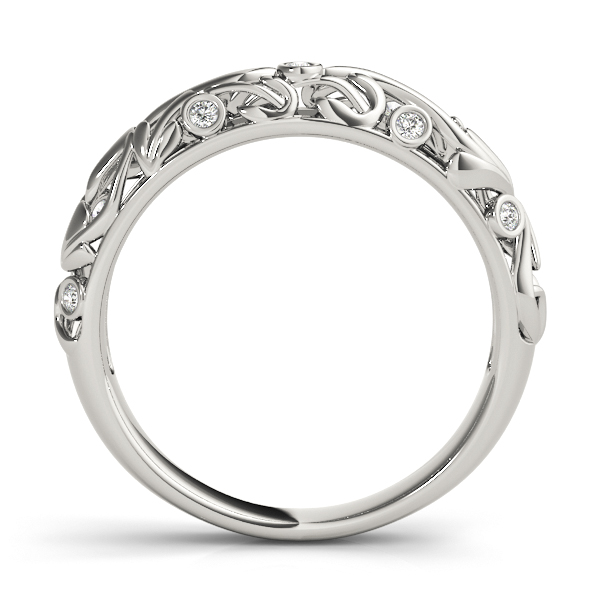 Diamond Antique Style Wedding Band 14k White Gold (0.07 ctw)