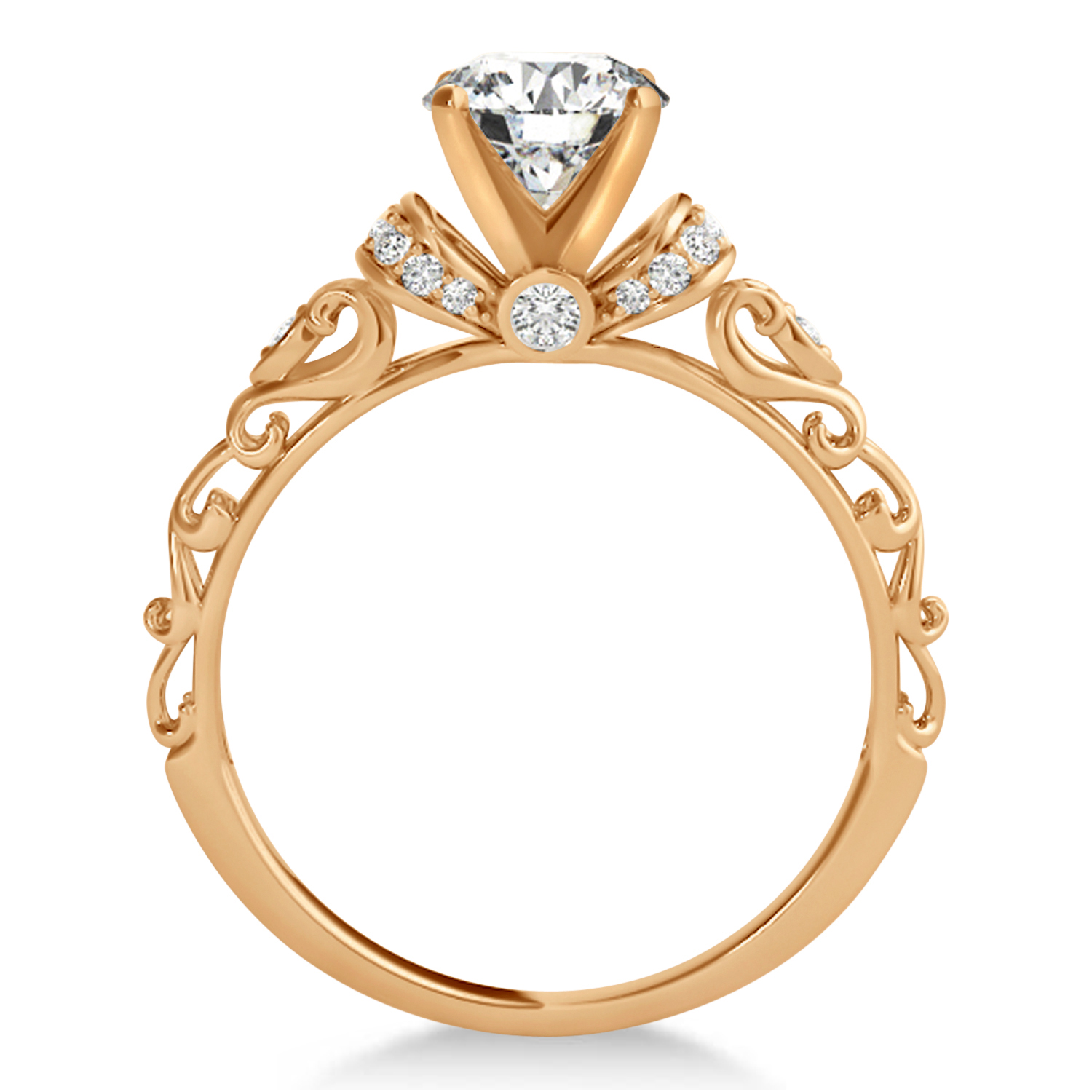 Diamond Antique Style Engagement Ring 18k Rose Gold (0.87ct)