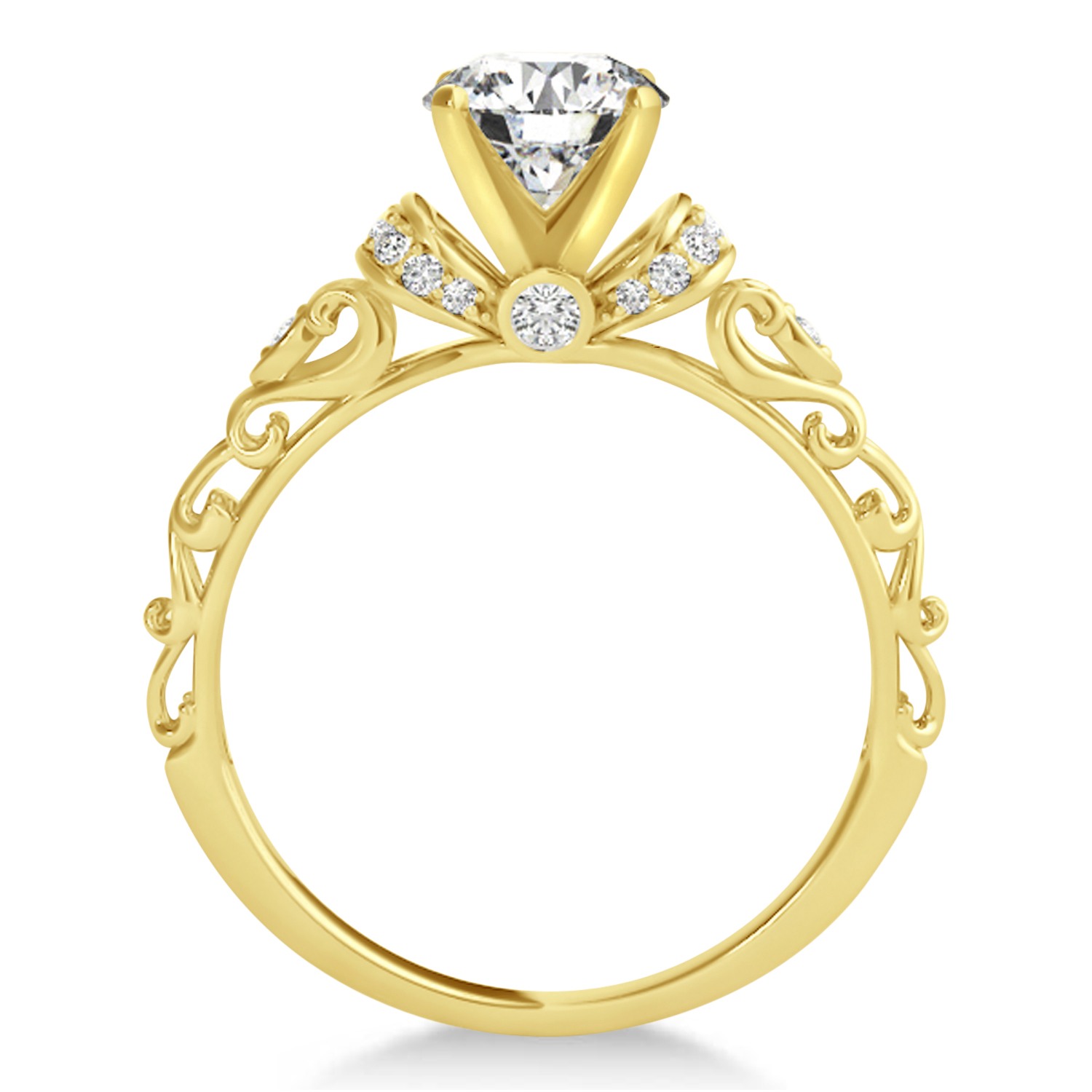 Diamond Antique Style Engagement Ring 18k Yellow Gold (0.87ct)