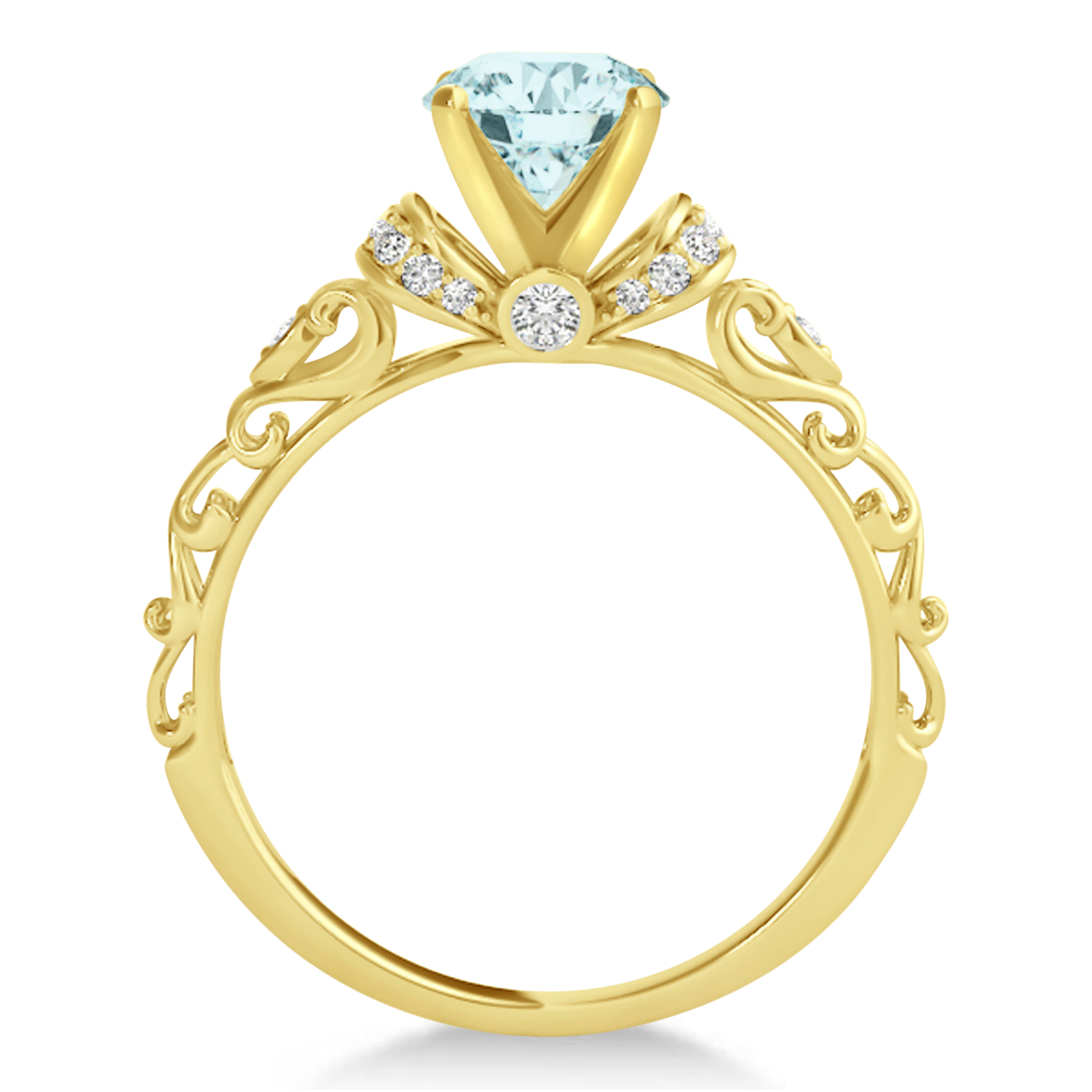 Aquamarine & Diamond Antique Engagement Ring 14k Yellow Gold 1.62ct