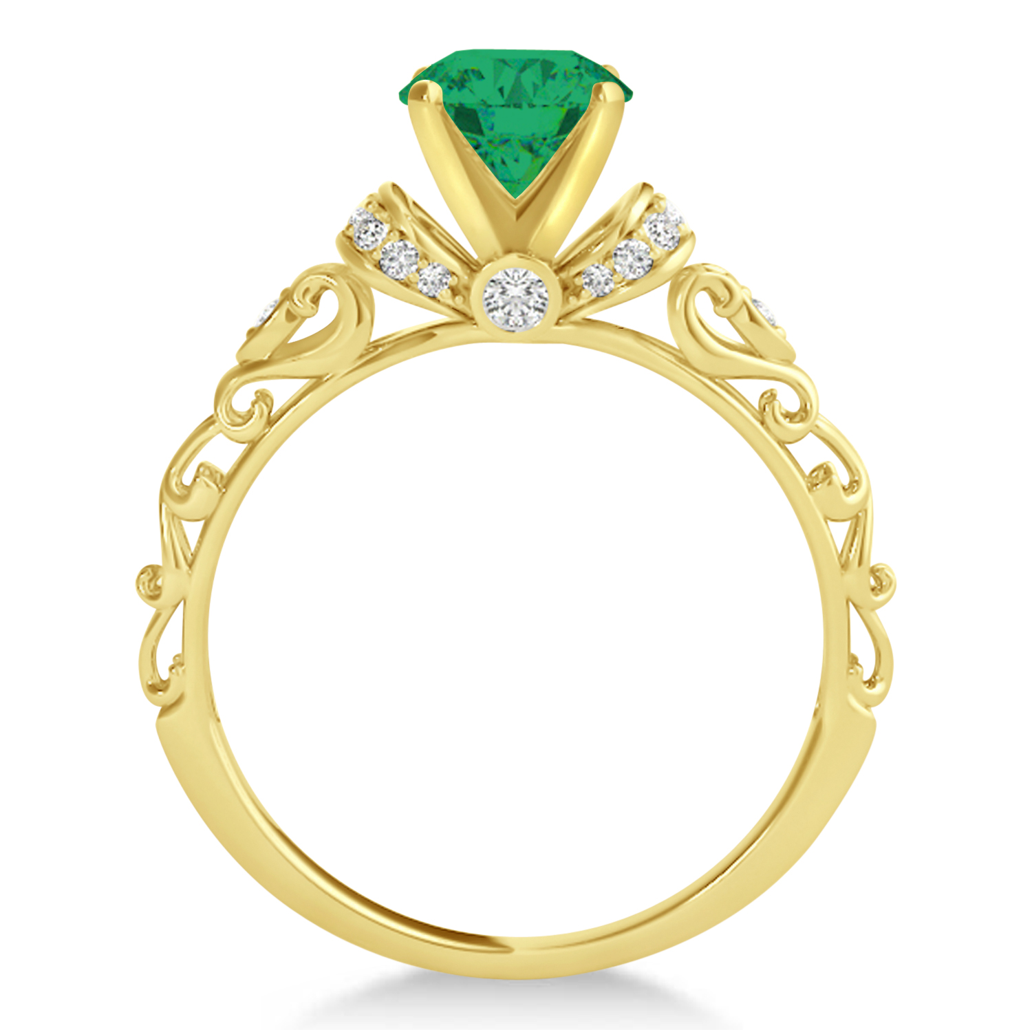 Emerald & Diamond Antique Engagement Ring 14k Yellow Gold (1.62ct)