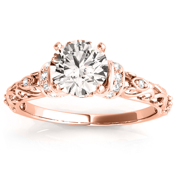 Lab Grown Diamond Antique Style Engagement Ring Setting 18k Rose Gold (0.12ct)