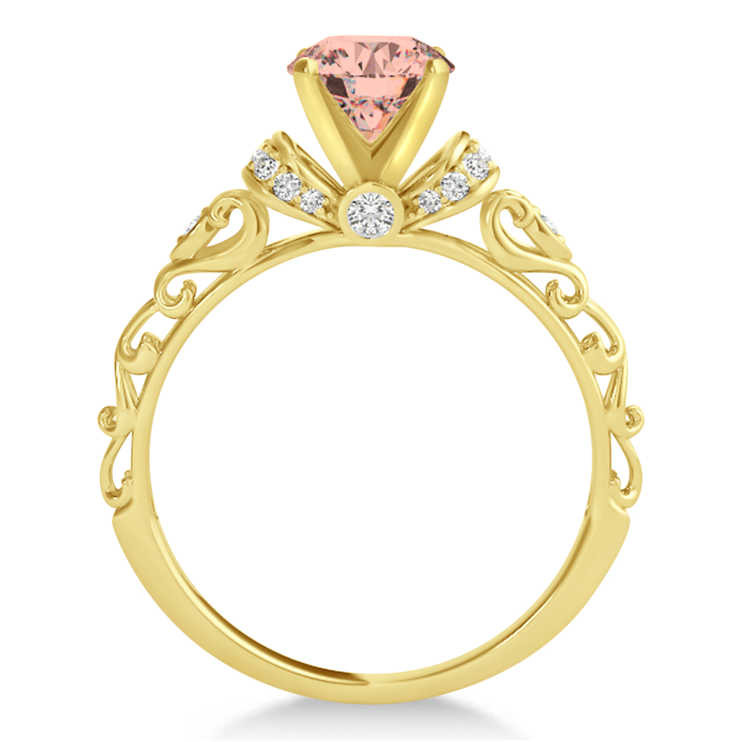 Morganite & Diamond Antique Engagement Ring 18k Yellow Gold (1.62ct)