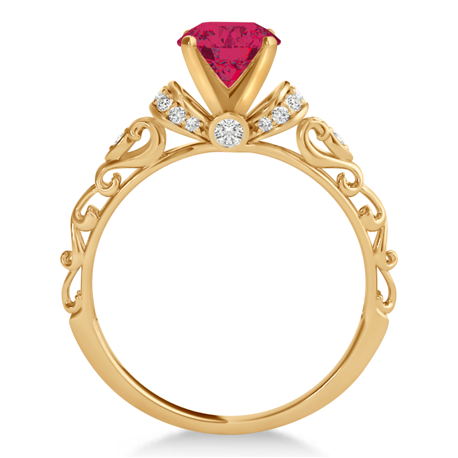 Ruby & Diamond Antique Style Engagement Ring 14k Rose Gold (1.62ct)
