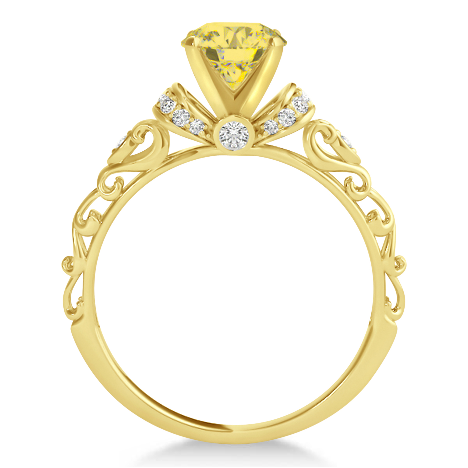 Yellow Diamond Diamond Antique Engagement Ring 18k Yellow Gold 1.12ct