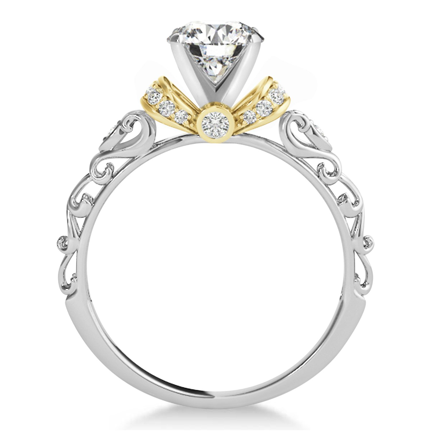 Diamond Antique Style Bridal Set 14k Two-Tone Gold (1.12ct)