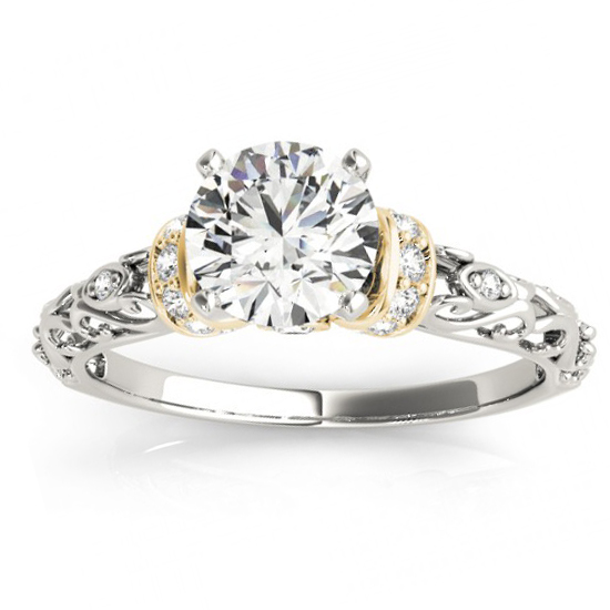 Diamond Antique Style Bridal Set Setting 14k Two-Tone Gold (0.12ct)
