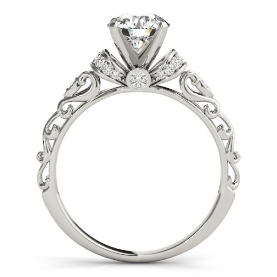 Diamond Antique Style Bridal Set Setting 18k White Gold (0.12ct)