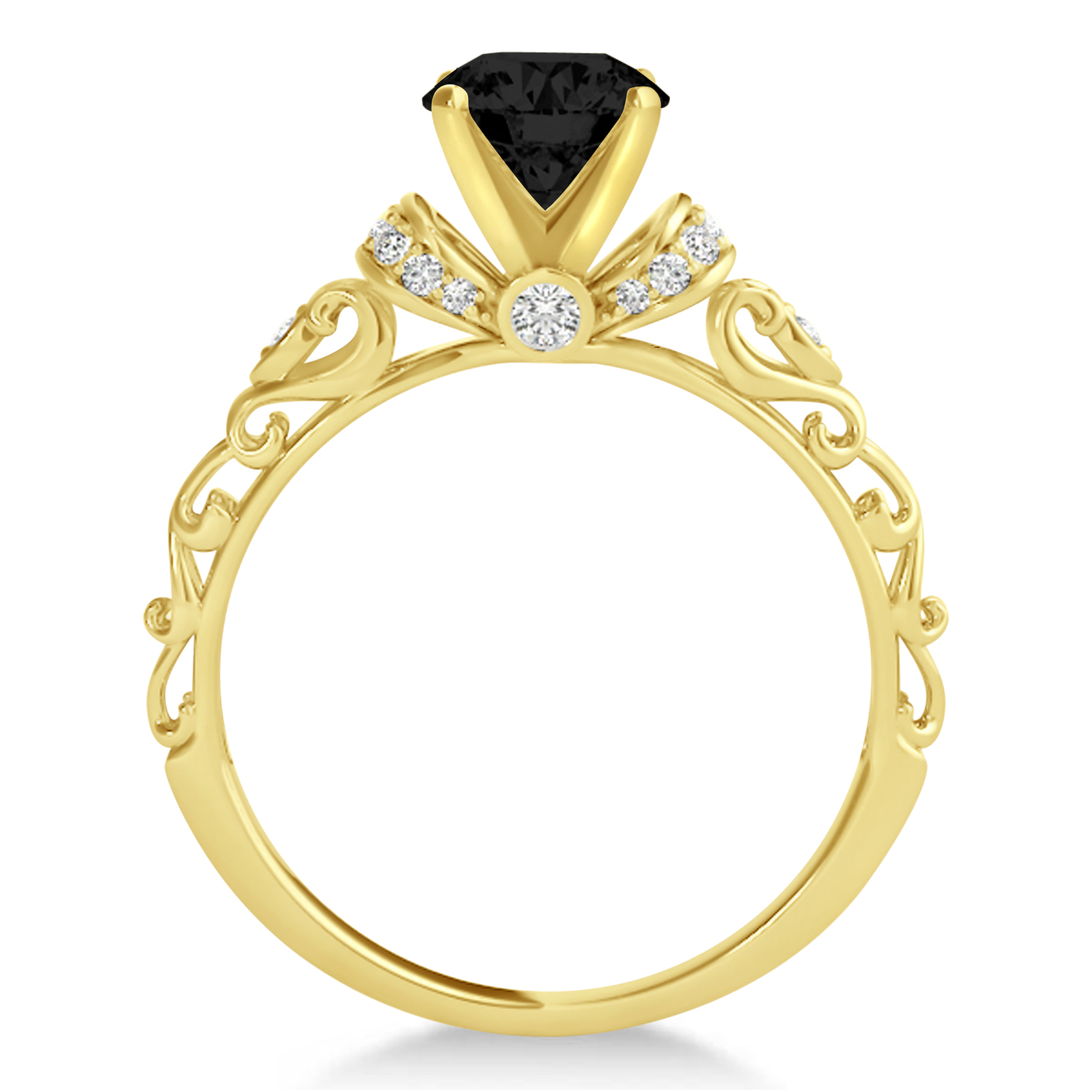 Black Diamond & Diamond Antique Bridal Set 18k Yellow Gold (1.12ct)