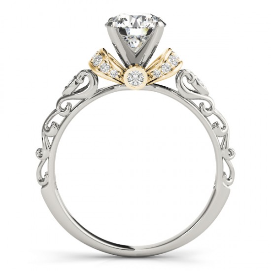 Lab Grown Diamond Antique Style Bridal Set Setting 18k Two-Tone Gold (0.12ct)