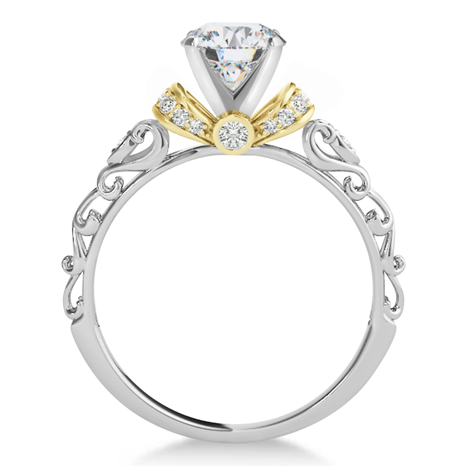 Moissanite & Diamond Antique Style Bridal Set 18k Two-Tone Gold (1.12ct)