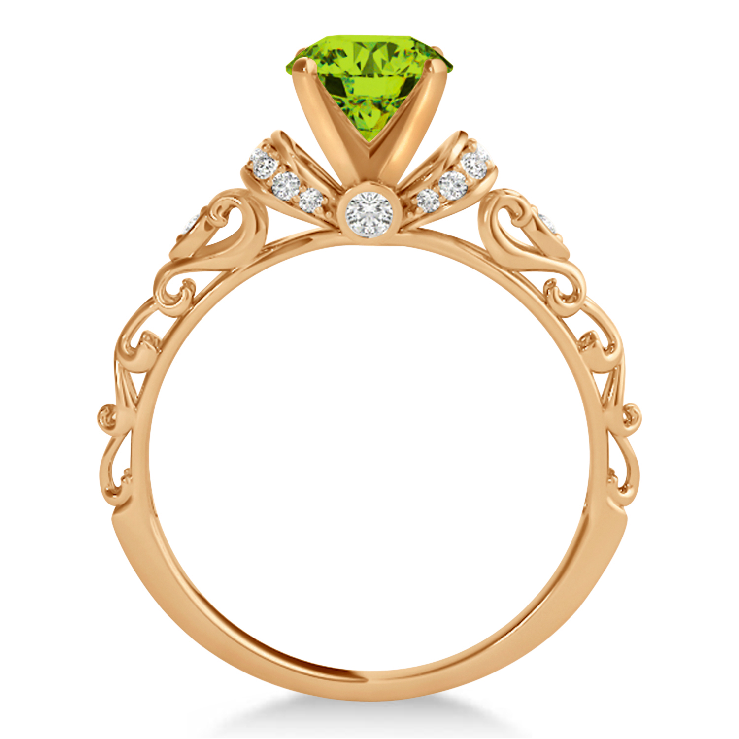 Peridot & Diamond Antique Style Bridal Set 14k Rose Gold (1.62ct)