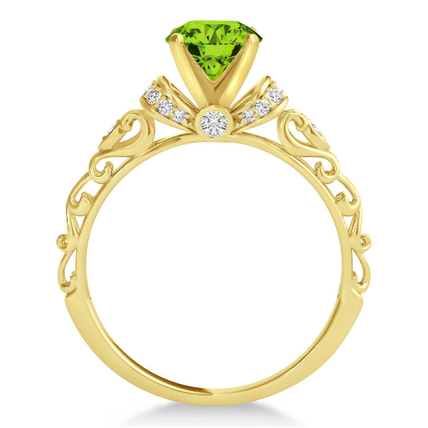 Peridot & Diamond Antique Style Bridal Set 18k Yellow Gold (1.62ct)