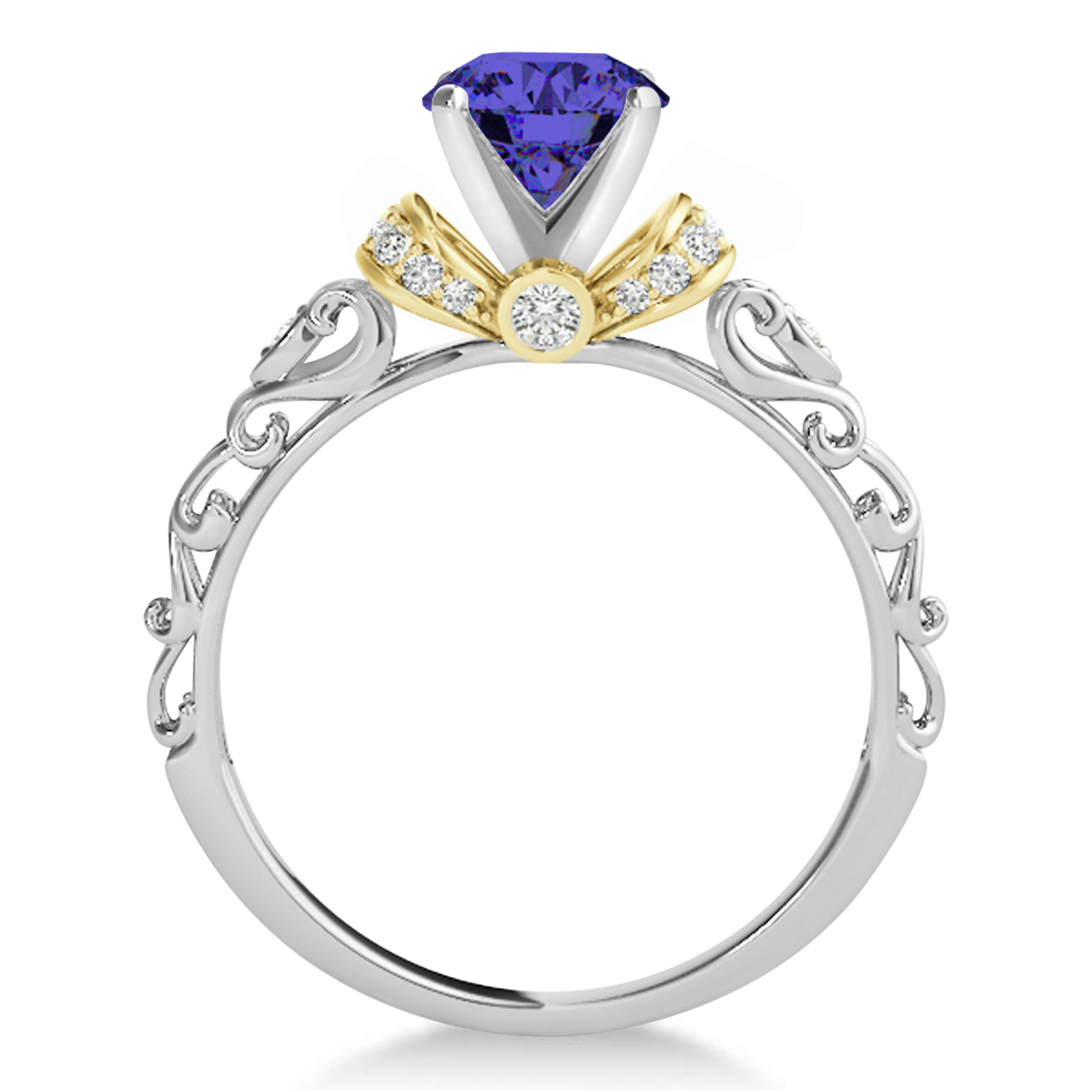 Tanzanite & Diamond Antique Style Bridal Set 14k Two-Tone Gold (1.62ct)