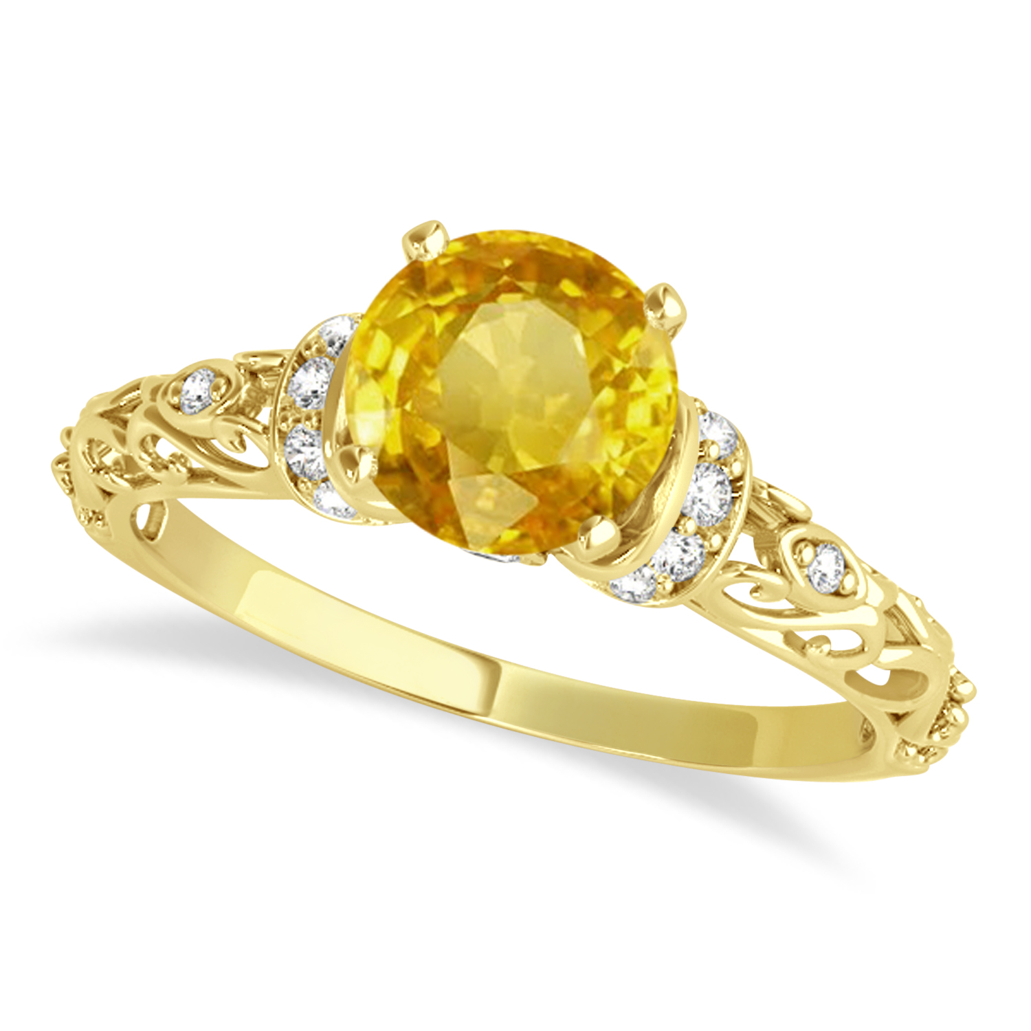 Yellow Sapphire & Diamond Antique Bridal Set 18k Yellow Gold (1.12ct)