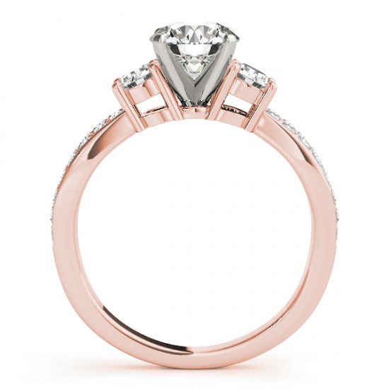Diamond Three Stone Split Shank Bridal Set 14k Rose Gold (0.89ct)