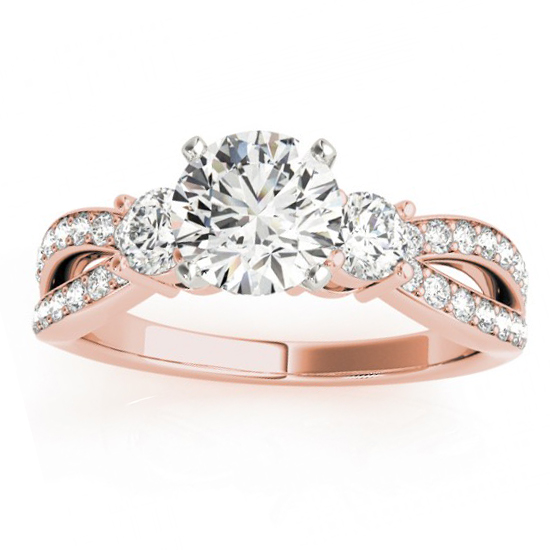 Diamond Three Stone Split Shank Bridal Set 18k Rose Gold (0.89ct)