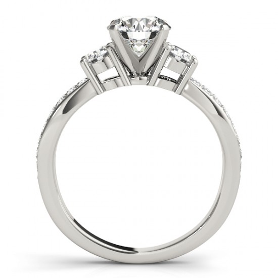Diamond Three Stone Split Shank Bridal Set 18k White Gold (0.89ct)