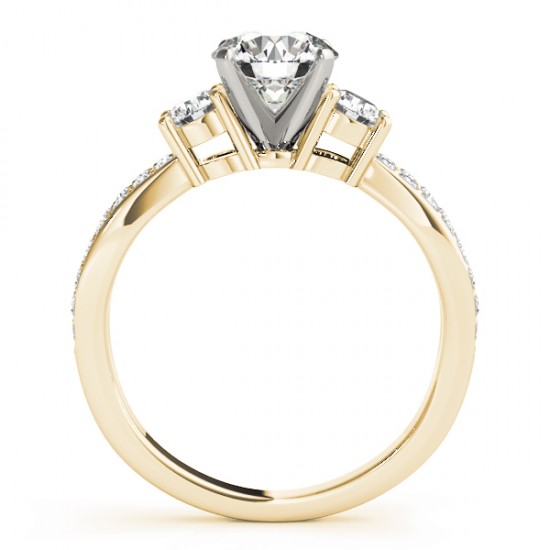 Diamond Three Stone Split Shank Bridal Set 18k Yellow Gold (0.89ct)