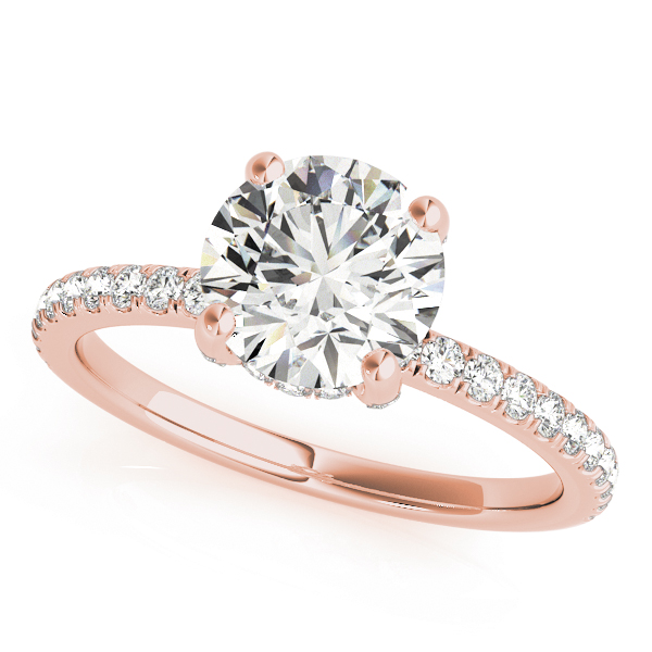 Diamond Accented Solitaire Hidden Halo Bridal Set 14k Rose Gold (1.45ct)