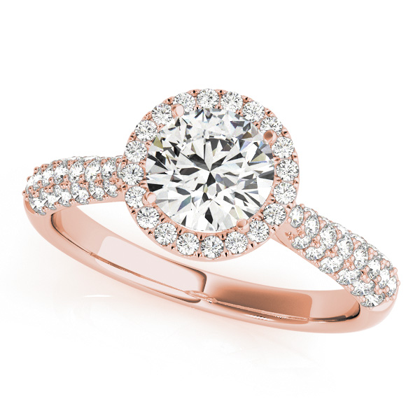 Tripple Row Diamond Halo Engagement Ring 18k Rose Gold (1.08ct)