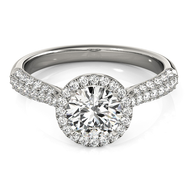 Tripple Row Diamond Halo Engagement Ring Platinum (1.08ct)