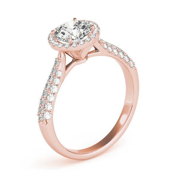 Diamond Halo Pave Sidestone Accented Engagement Ring 18k Rose Gold (0.33ct)