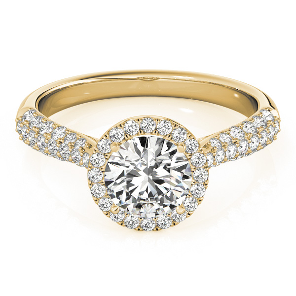 Diamond Halo Pave Sidestone Accented Engagement Ring 18k Yellow Gold (0.33ct)