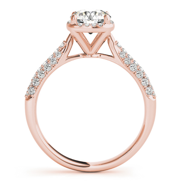 Round-Cut Square Halo Pave' Diamond Engagement Ring 14k Rose Gold (2.33ct)