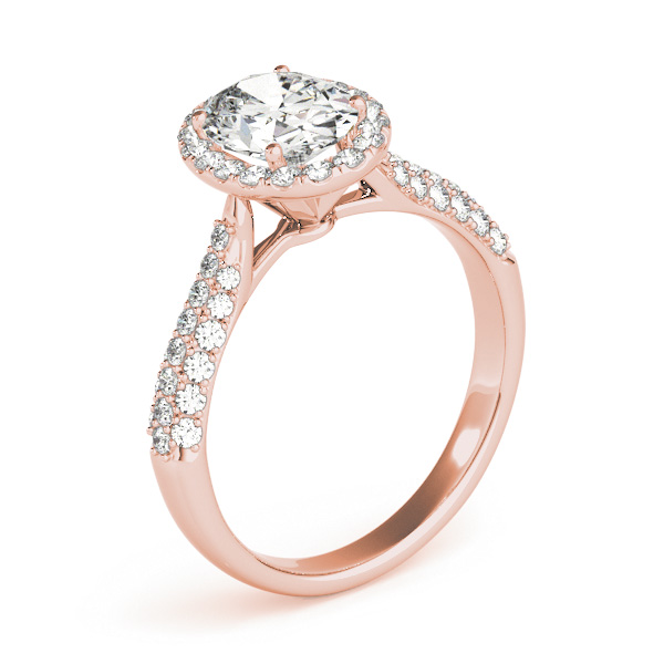Oval-Cut Halo Pave Diamond Engagement Ring 18k Rose Gold (1.32ct)