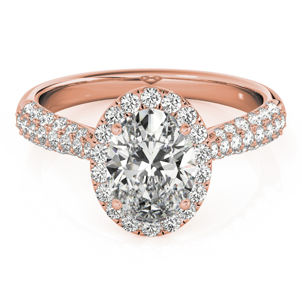 Oval-Cut Halo Pave Diamond Engagement Ring 18k Rose Gold (1.32ct)