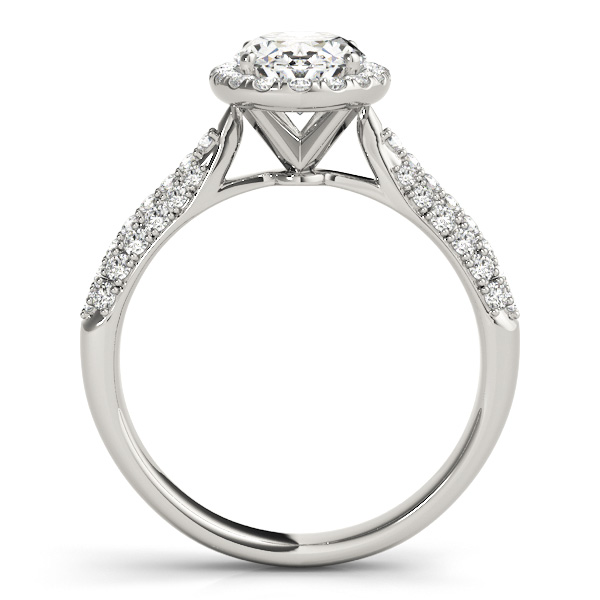 Oval-Cut Halo Pave Diamond Engagement Ring Setting 18k White Gold (0.34ct)