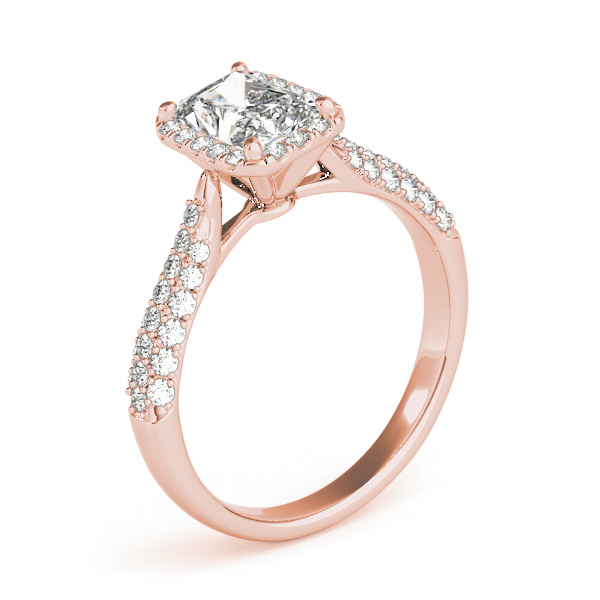 Emerald-Cut Halo pave' Diamond Engagement Ring 18k Rose Gold (2.38ct)