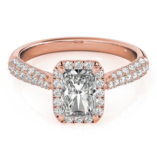 Emerald-Cut Halo pave' Diamond Engagement Ring 18k Rose Gold (2.38ct)