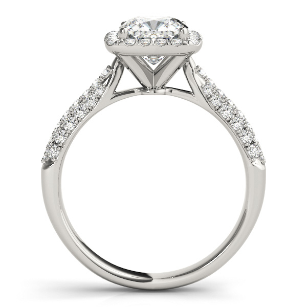 Cushion Cut Diamond Halo Engagement Ring 14k White Gold (2.33ct)