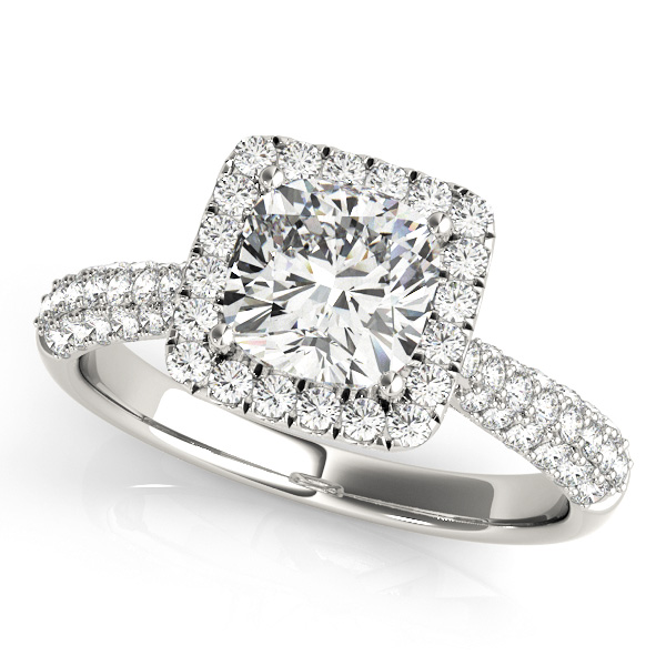Cushion Cut Diamond Halo Engagement Ring Palladium (2.33ct)