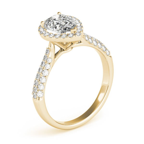 Pear-Cut Halo pave' Diamond Engagement Ring 14k Yellow Gold (2.38ct)