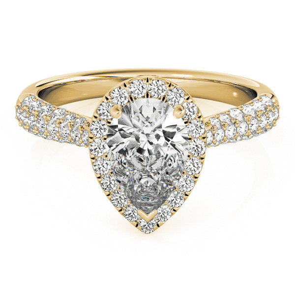 Pear-Cut Halo pave' Diamond Engagement Ring 14k Yellow Gold (2.38ct)